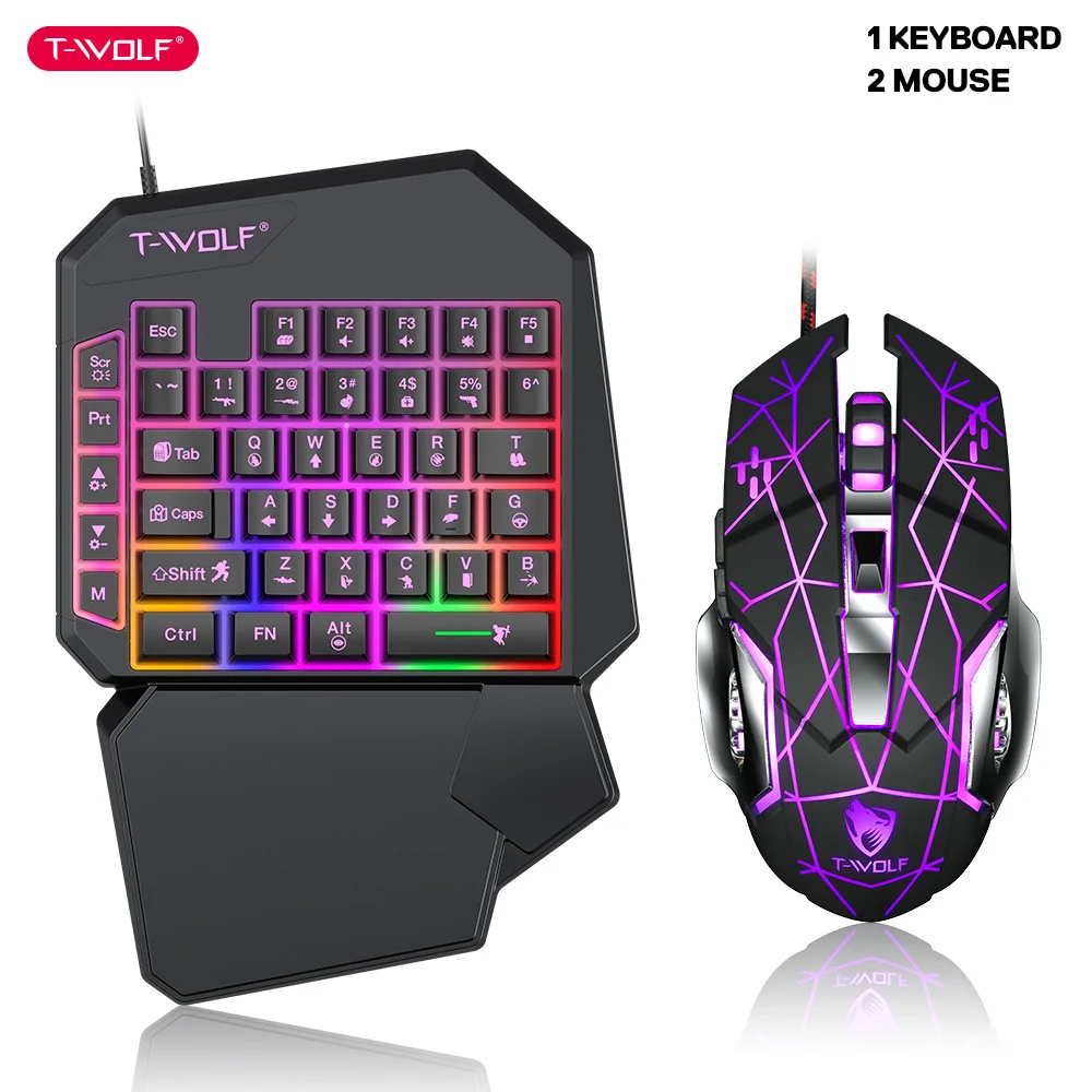 Pc Gaming Set - T-WOLF TF900 satu tangan Keyboard takhta