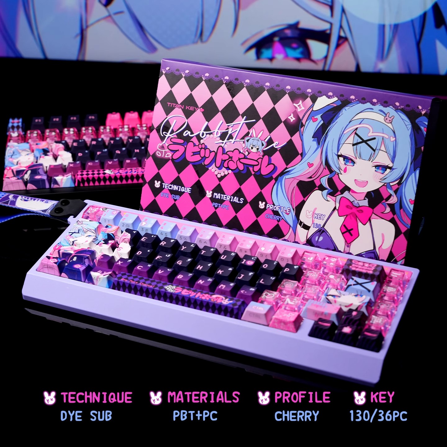 Pc Gaming Set - Set Keycap Kustom Tema Anime Rabbit