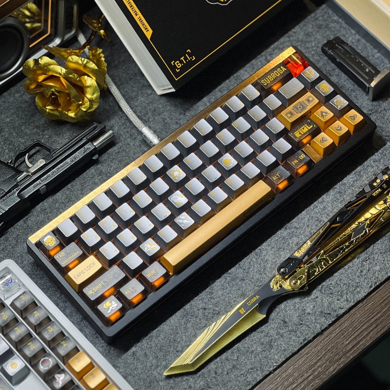 Pc Gaming Set - Set Keycap Tema Golden Rose Tutup