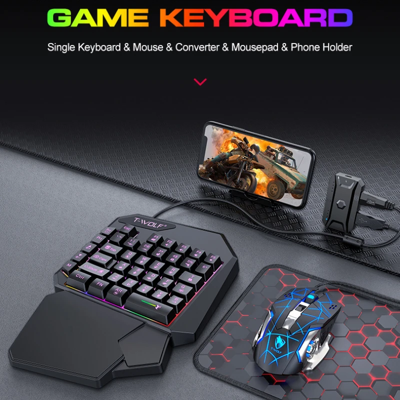 T-WOLF TF900 satu tangan Keybo - Pc Gaming Set ulasan dan harga