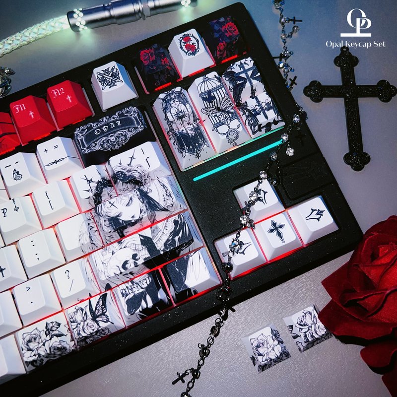 Keycap Tema Hitam Putih PBT Li - Pc Gaming White ulasan dan harga