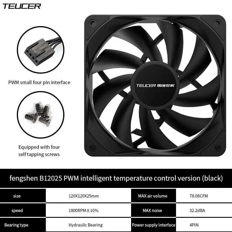 Teucer 12cm kipas sasis PWM ko - Pc Water Cooling ulasan dan harga