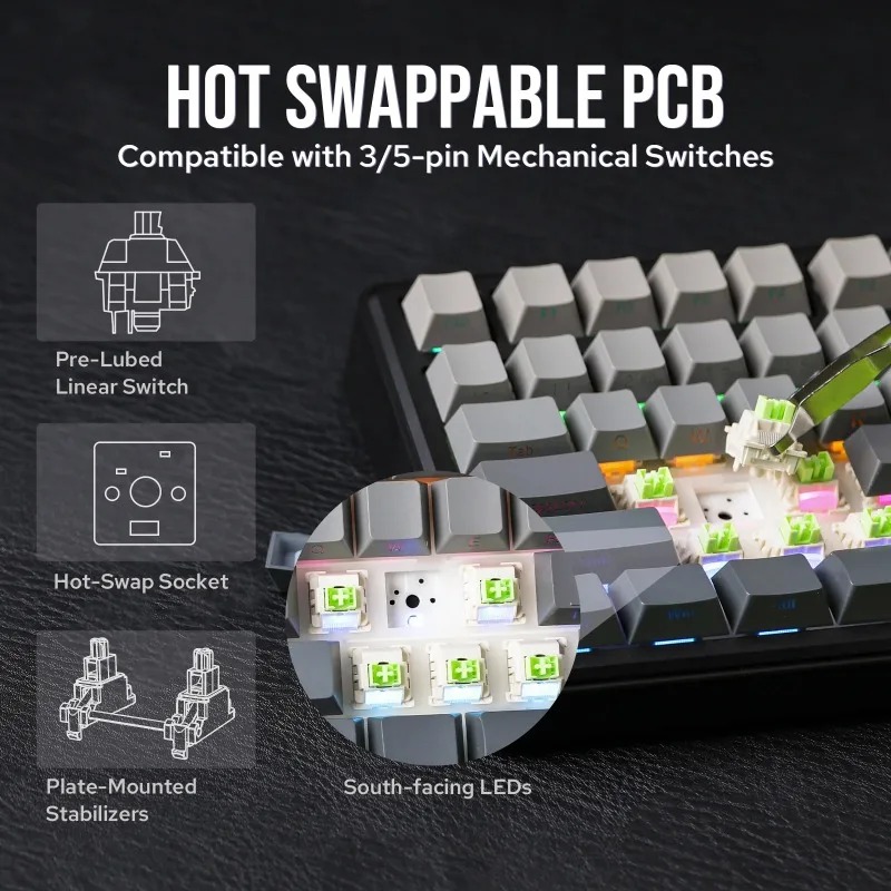 AULA F75 Max Mechanical Keyboa - Pc Gaming Rgb ulasan dan harga