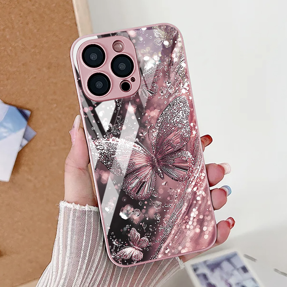 Casing Ponsel Motif Kupu-kupu  - Pc Case Tempered Glass ulasan dan harga