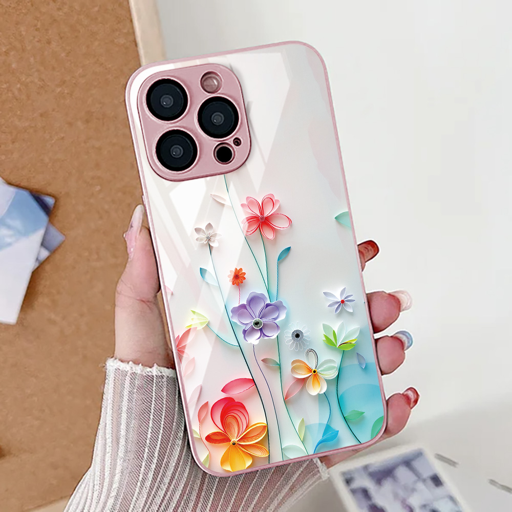 Casing Ponsel Bunga Teratai Un - Pc Case Tempered Glass ulasan dan harga